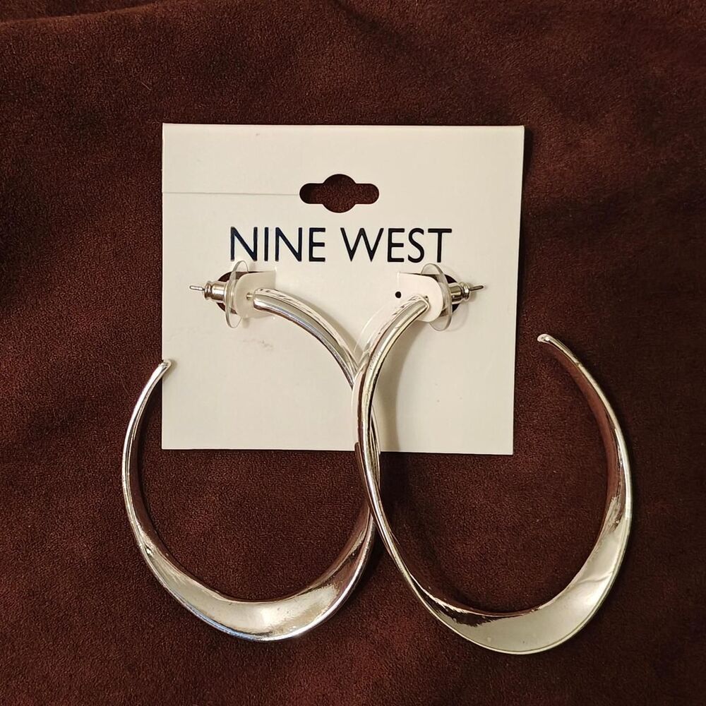 Nine West silver tone hoop earrings NWT